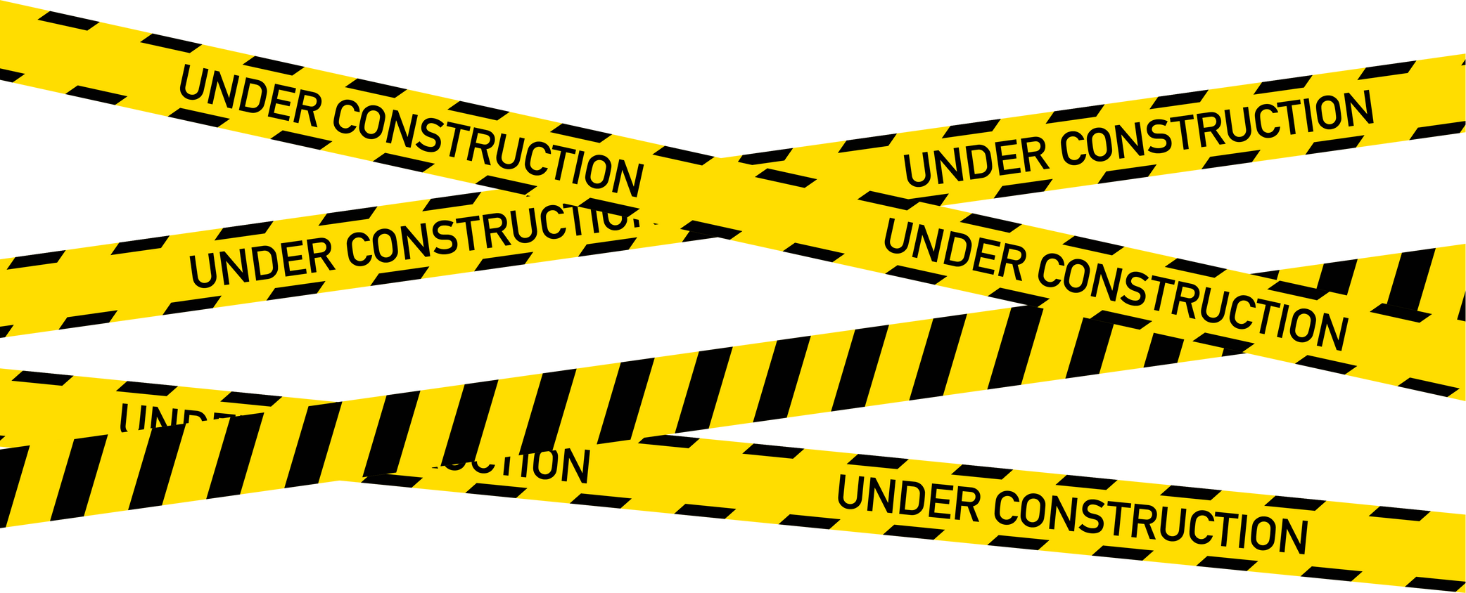 Under construction website page with black and yellow striped borders. Border stripe web. Vector stock illustration.